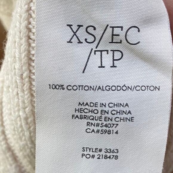 Cabi Asymmetrical D Ring Back Sweater Split Mock Neck Ribbed Pullover Cream XS - Picture 11 of 12